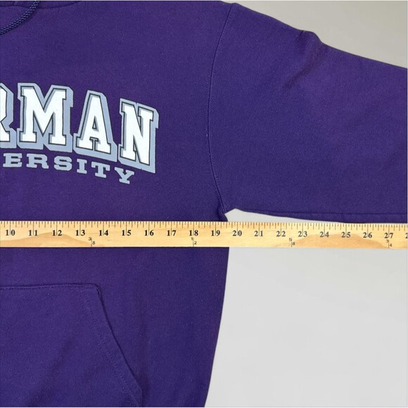 Vintage Champion Eco Furman University Hoodie Sweatshirt Purple Size Small - Picture 7 of 7
